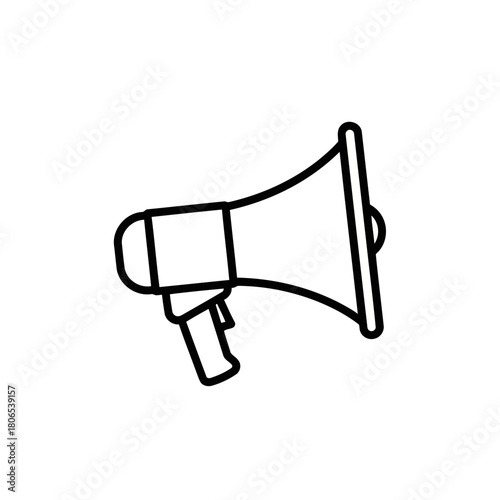 Loudspeaker line icon isolated on megaphone outline vector illustration bullhorn symbol for marketing and advertising speaker sign for announcement