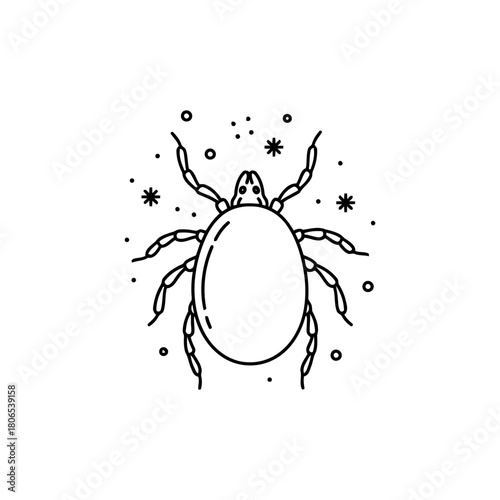 Illustration of a tick, a parasitic arachnid that feeds on the blood of mammals, birds, and reptiles isolated on