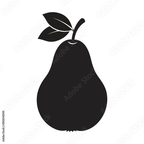 Silhouette of a pear with leaves isolated on, a simple and elegant design for various creative projects