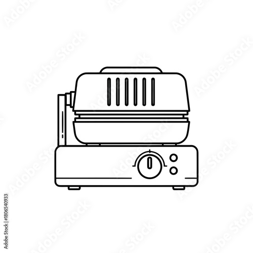 Waffle maker machine for making waffles isolated on for breakfast and dessert concept in outline style