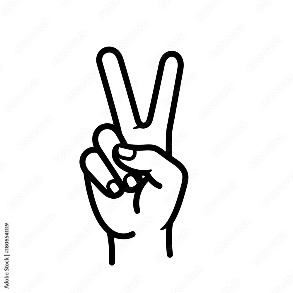Obraz premium Hand showing victory sign isolated on, a symbol of peace, success, and positivity in a simple and clean design