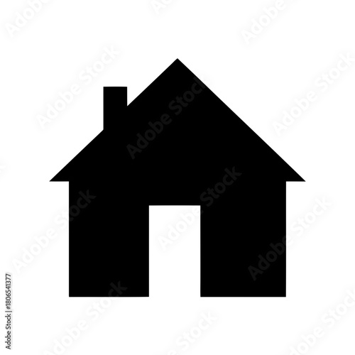 Illustration of a simple black house with a chimney isolated on, perfect for use as an icon or in a design project