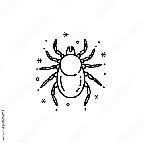 Minimalist tick isolated on, a small parasitic arachnid, often associated with disease transmission and outdoor health concerns