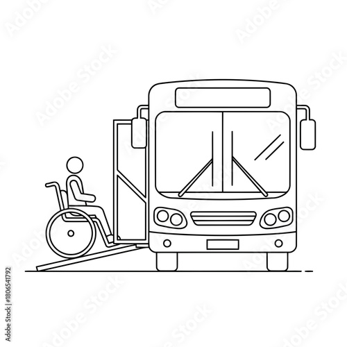 Accessible bus with wheelchair ramp isolated on, promoting equal access to public transit