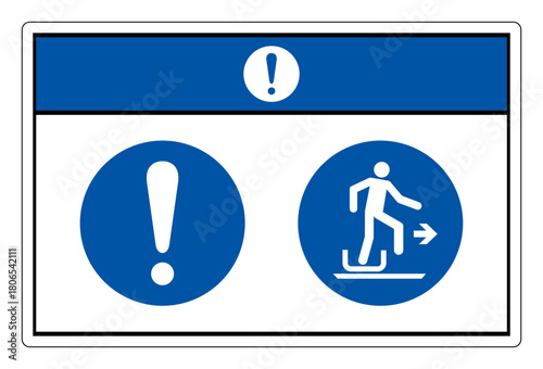 Notice Alighting from Toboggan To The Right Symbol Sign, Vector Illustration, Isolated On White Background Label. EPS10