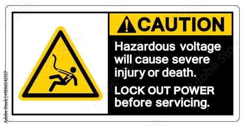 Caution Hazardous voltage will cause severe injury or death Symbol Sign, Vector Illustration, Isolate On White Background Label .EPS10