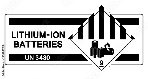 Lithium I-on Batteries UN 3480 Symbol Sign, Vector Illustration, Isolate On White Background Label. EPS10