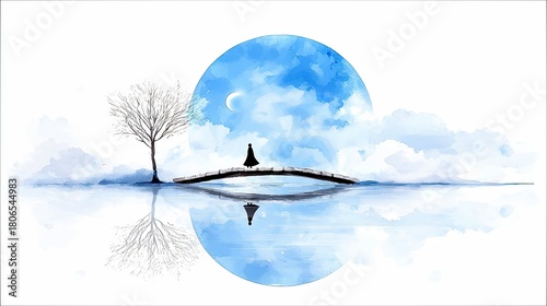 Fototapeta Naklejka Na Ścianę i Meble -  Shadow_self_walking_beside_dream_self_through_illustrated_wor_6bdbb157-356c-4785-87dd-8e00a1f24852_1