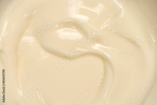 Foto An extreme close-up captured from a top-down perspective shows the smooth, cream
