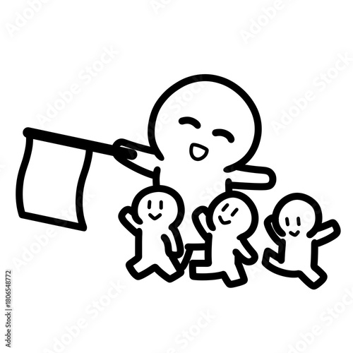 見守り活動　社会貢献　人物　イラスト