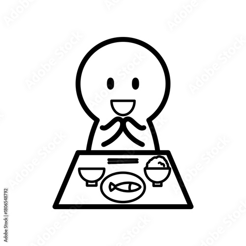 食事をする人物　イラスト