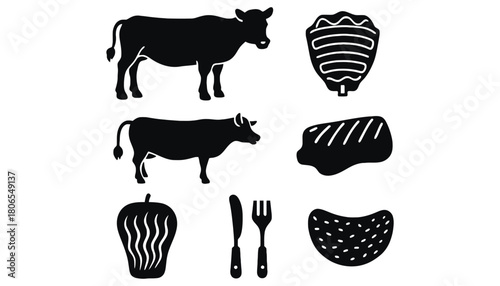 Beef cuts chart vector illustration for butcher shop design