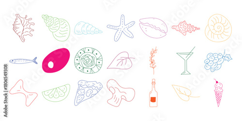 Abstract illustration of colorful organic shapes and biological elements