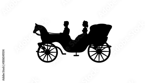 Horse carriage silhouette vector art black and white design