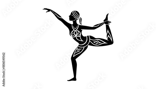 Yoga pose silhouette woman dancer fitness exercise graphic