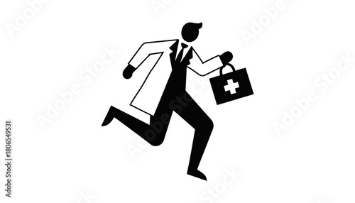Emergency doctor running with first aid kit vector illustration