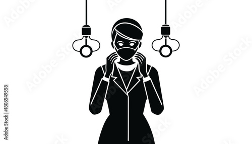 Woman wearing face mask prevention virus health care illustration