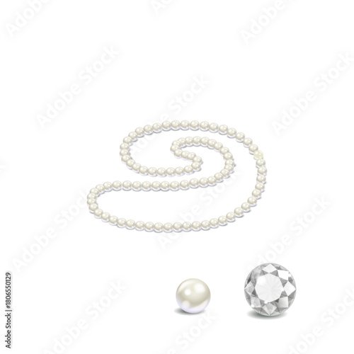 pearl necklace on white