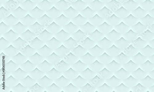 Seamless abstract white wave snowdrifts pattern with layered paper cut style light blue curves. Convex embossed waves. Modern snow background for winter design, fabric, wrapping paper or wallpaper