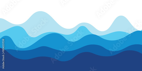 Sea waves layered vector background illustration and sea beach vector illustration.
