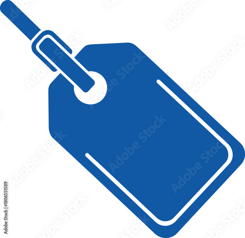 2D flat vector icon of a luggage tag in minimal single-color flat vector style on white background