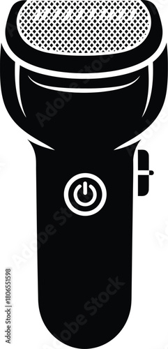2D flat vector icon of a fabric shaver device in single-color minimal flat solid shape on white background