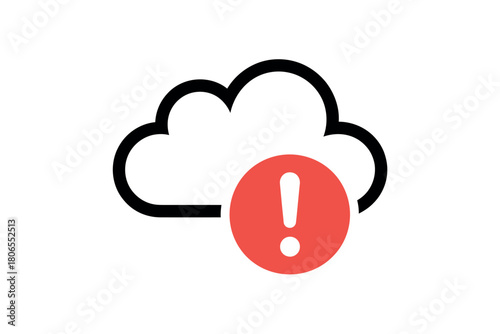A red alert symbol is placed on a stylized cloud icon, indicating a critical system error or warning.