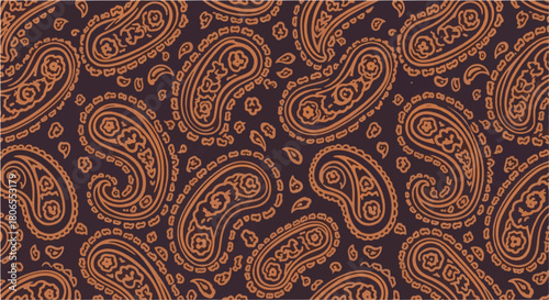 Bohemian Fabric Pattern with Brown and Orange Paisley
