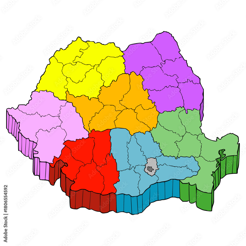 Fototapeta premium Romania map illustration hand drawn isolated vector