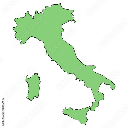 Italy map illustration hand drawn isolated vector