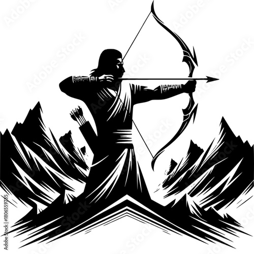 Ancient Archer: Lord ram vector graphic design with holding Bow and Arrow