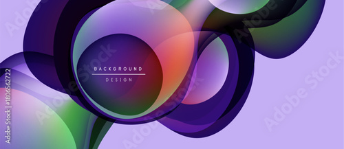 Abstract flowing shapes, purple hues dominate. Gradient colors blend, creating dynamic background design. Modern, artistic presentation.