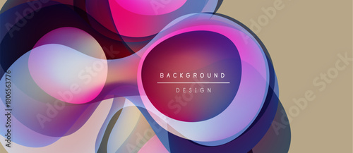 Abstract colorful shapes overlap, creating dynamic visual effect. Gradient hues blend, forming modern background design. Soft curves dominate composition.