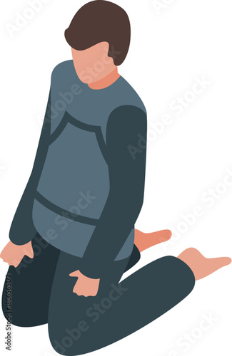 Muslim man kneeling and praying, demonstrating islamic faith and devotion