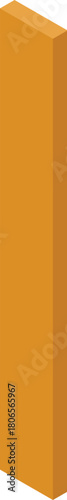 Orange rectangular prism standing up in isometric view representing concepts like geometry, mathematics, and three dimensional shapes