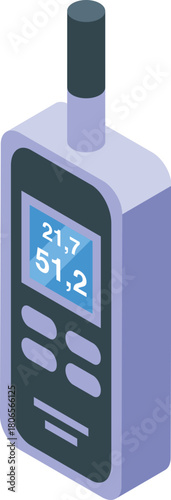 Portable electronic device showing temperature and humidity values on its digital screen