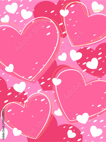 Many lines of hearts Stacked together in a distributed manner Use it as a background for a love story.