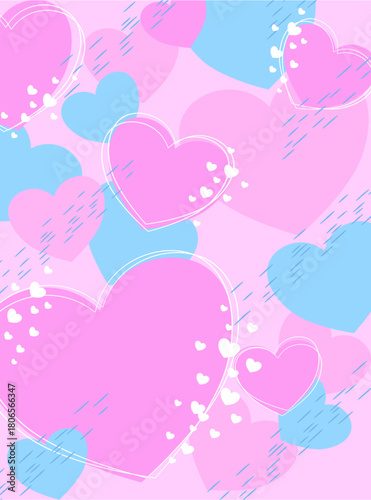 Many lines of hearts Stacked together in a distributed manner Use it as a background for a love story.
