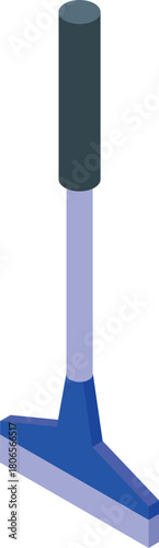 Isometric blue squeegee with black handle for cleaning windows and other surfaces