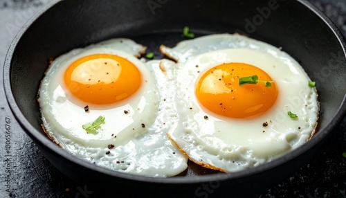 fried eggs in a frying pan