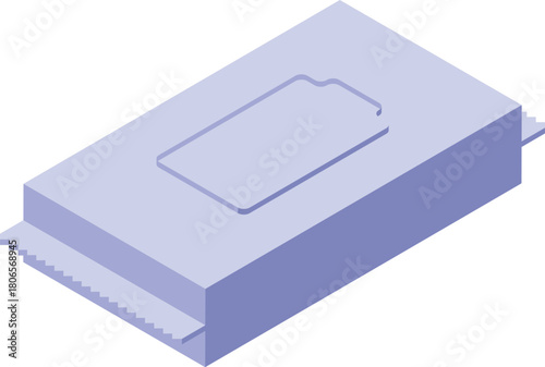 Wet wipes pack with sticker for cleaning and disinfecting surfaces, isometric view