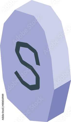 Purple sleeping pill with s letter showing its sedative effect, promoting relaxation and better sleep