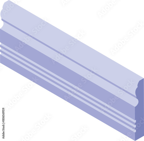 Isometric view of a light purple skirting board adding a touch of elegance and sophistication to an interior space