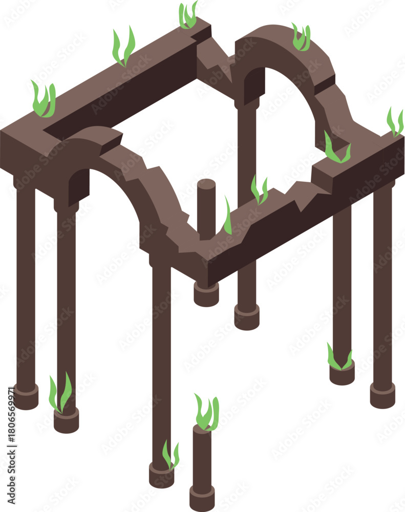 Fototapeta premium Ruined building with plants growing on it demonstrating dereliction and abandonment