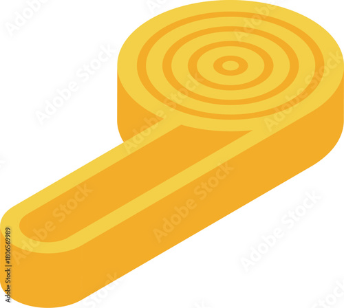 Gold bar shaped like the letter q, viewed from an isometric perspective