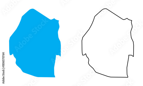 Eswatini or Swaziland country map. Map in various outline and blue silhouette styles	