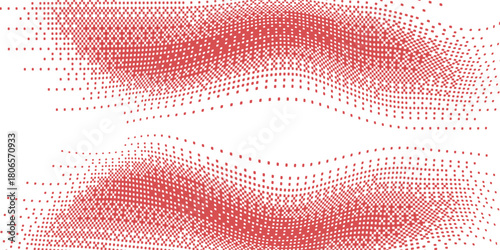 Red halftone dots. Faded granite texture. Opposite concept image. Pop art comic style is trending. Three strokes. Abstract concept design. Vector illustration.