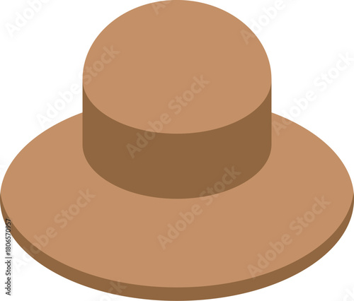 Isometric projection of a stylish brown hat, showcasing its classic design and timeless appeal