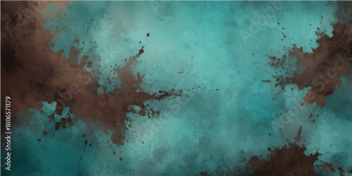 A dark, rusty, and grunge-textured metal surface serves as an antique brown and rough wall backdrop for a vintage design