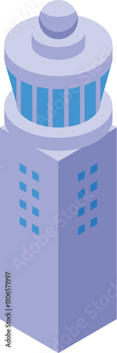 Isometric airport control tower ensuring smooth and safe operations